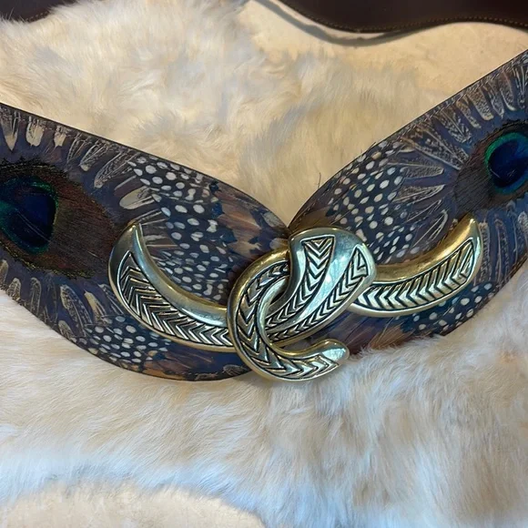 小物 Peacock Feather belt vintage 80s Accessories | Vintage 8s Genuine Peacock Feather Belt | Poshmark